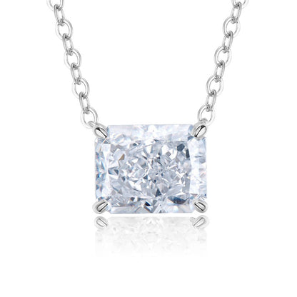 Noble Radiant Cut Pendant Necklace In Sterling Silver