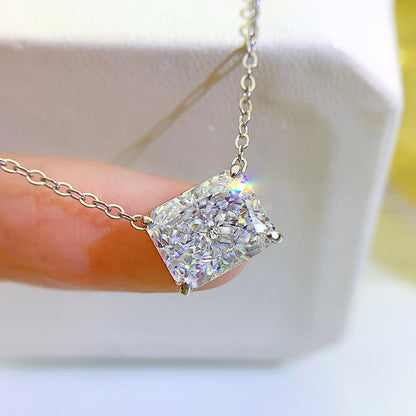 Noble Radiant Cut Pendant Necklace In Sterling Silver