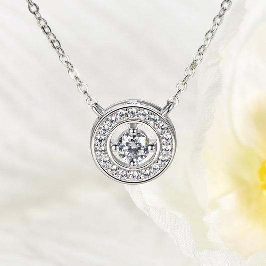 Noble Halo Round Cut Moissanite Pendant Necklace