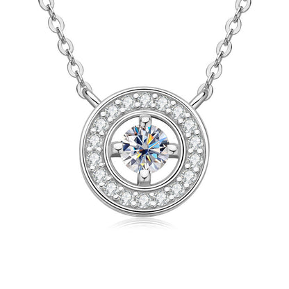 Moissanite Noble Halo Round Cut Pendant Necklace