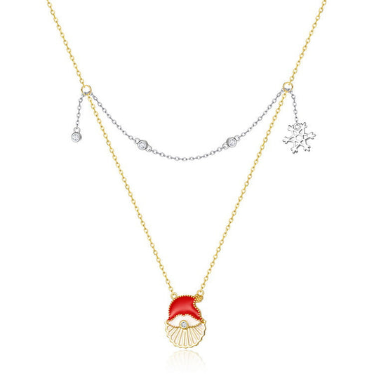 Christmas Gift Double -layer Santa Necklace