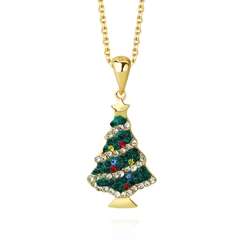 Christmas Tree Pendant Necklace In Sterling Silver