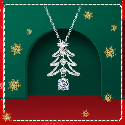 Stunning Christmas Tree Moissanite Pendant Necklace