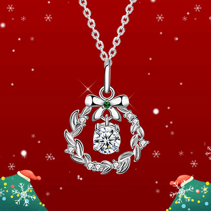 Special Christmas Wreaths Moissanite Pendant Necklace