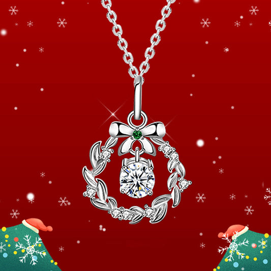 Special Christmas Wreaths Moissanite Pendant Necklace