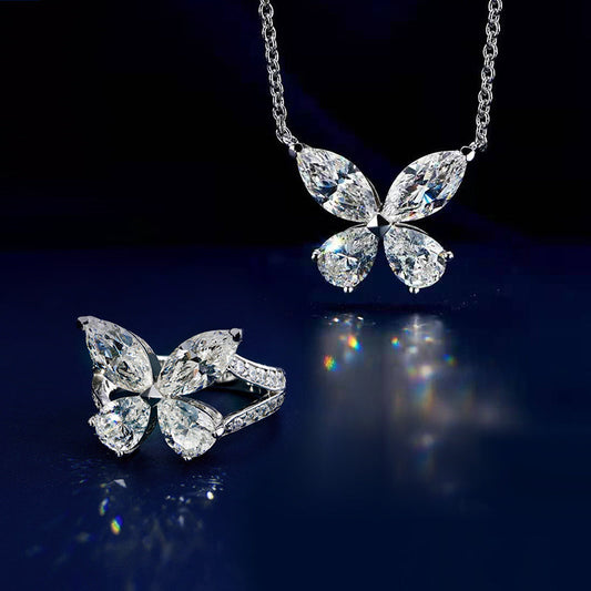 Elegant Butterfly Design 2PC Jewelry Set In Sterling Silver-Maxinejewelry