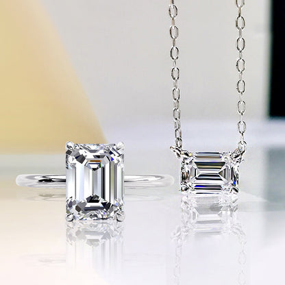 Classic Emerald Cut 2PC Jewelry Set For Women In Sterling Silver-Maxinejewelry