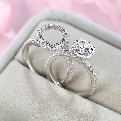 Unique 2.0 Carat Sterling Silver Round Cut Halo Insert Wedding Ring Set-Maxinejewelry