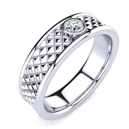 Fashion Design Round Cut Wedding Ring For Men In Sterling Silver-Maxinejewelry