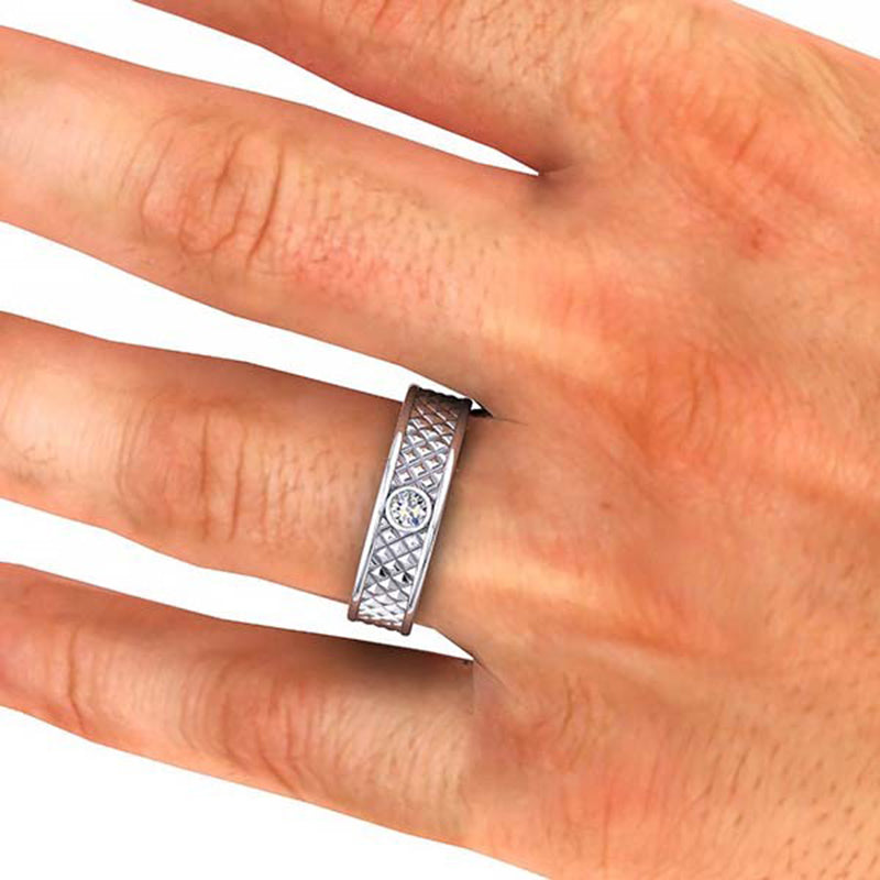 Fashion Design Round Cut Wedding Ring For Men In Sterling Silver-Maxinejewelry