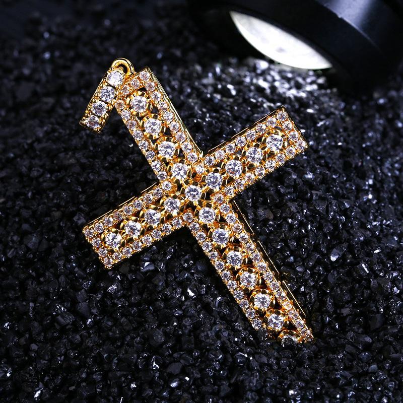 Hiphop Cross Diamond Pendant Necklace For Men