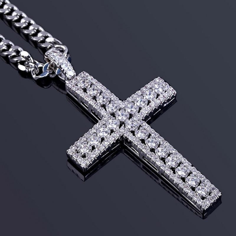 Hiphop Cross Diamond Pendant Necklace For Men