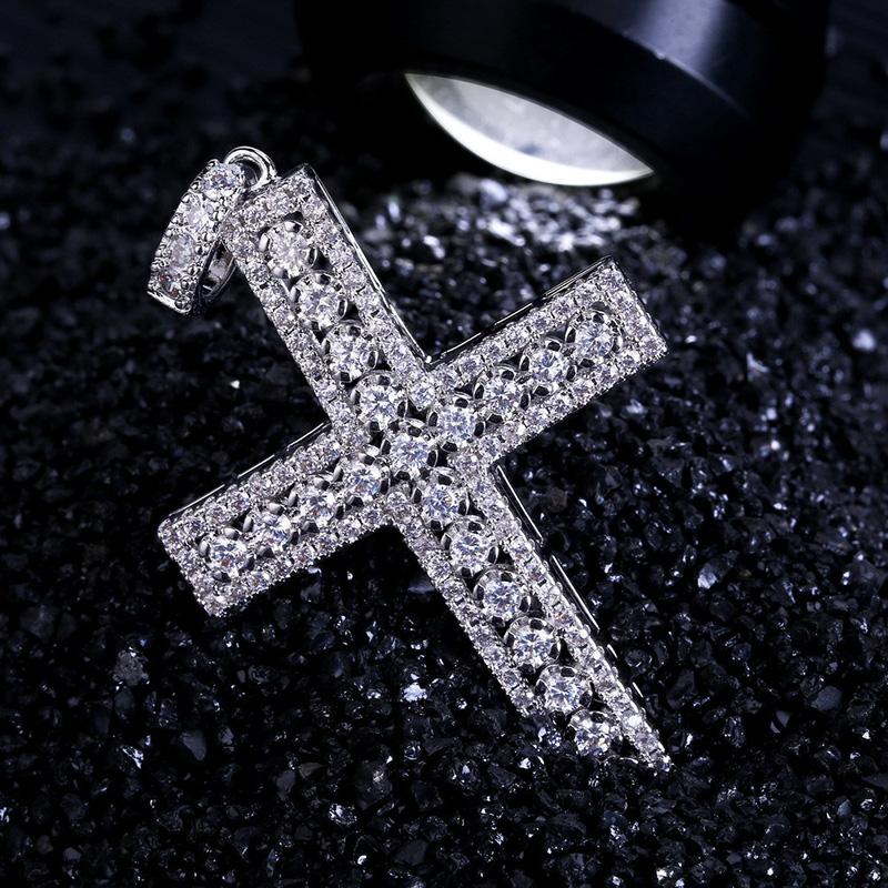 Hiphop Cross Diamond Pendant Necklace For Men