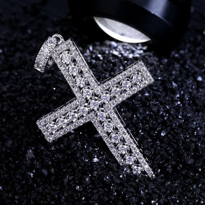 Hiphop Cross Diamond Pendant Necklace For Men