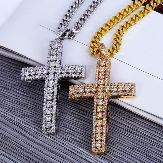 Hiphop Cross Diamond Pendant Necklace For Men-Maxinejewelry