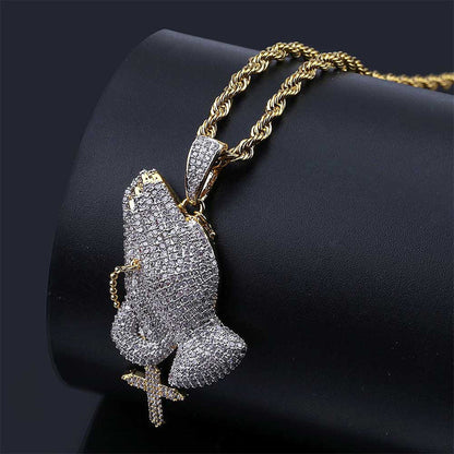 Iced Hands of an Apostle Pendant Men's Hip Hop Necklace