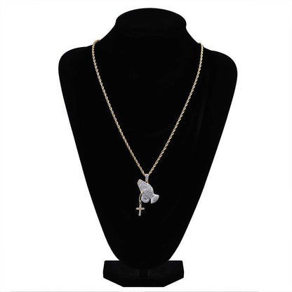 Iced Hands of an Apostle Pendant Men's Hip Hop Necklace