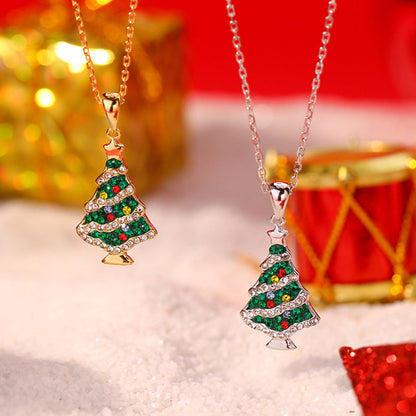 Christmas Tree Pendant Necklace In Sterling Silver