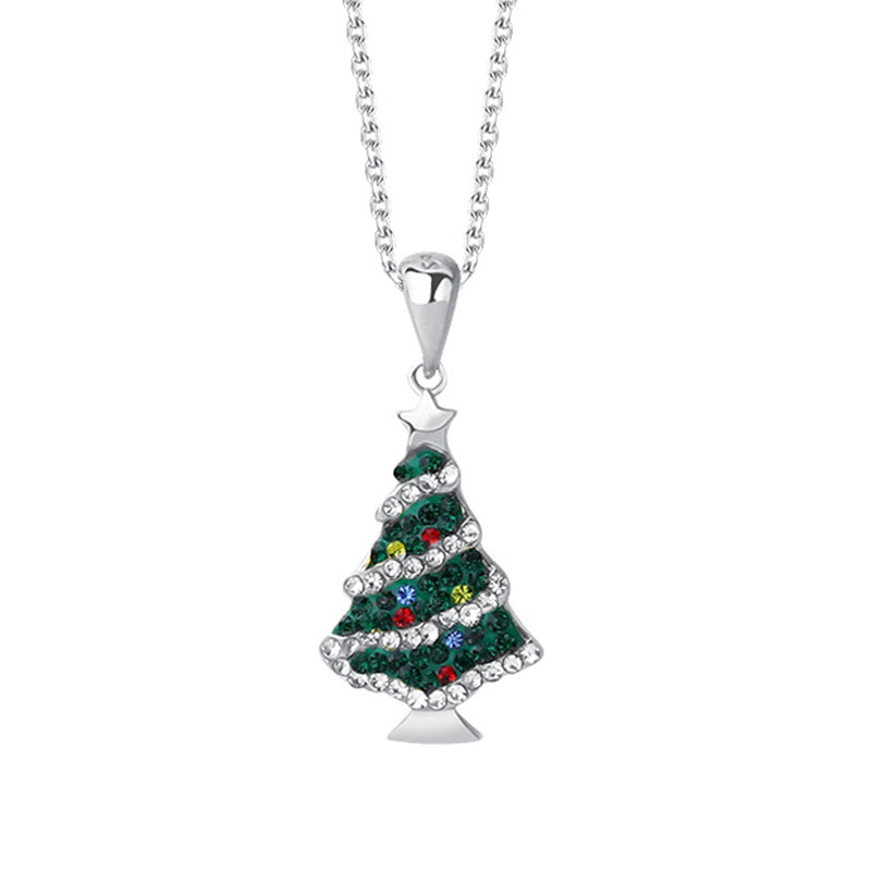 Christmas Tree Pendant Necklace In Sterling Silver