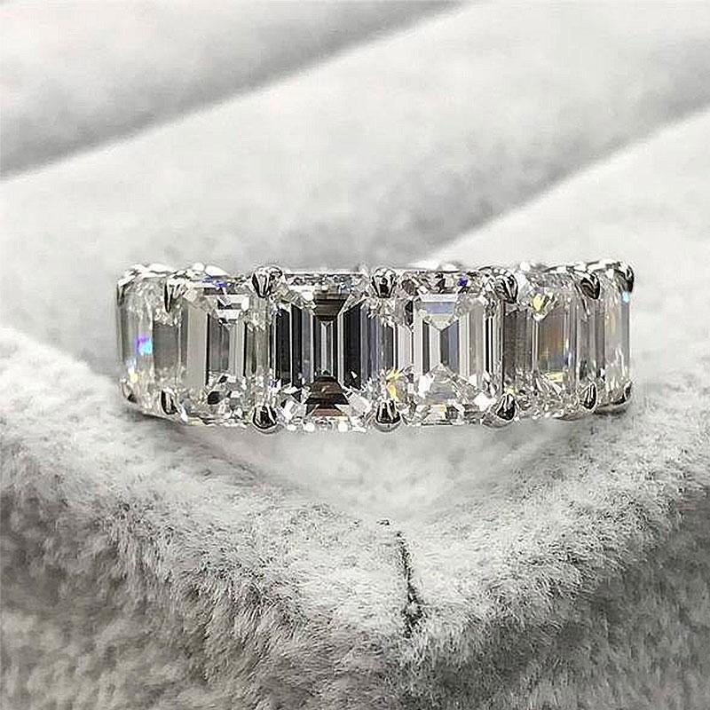 Eternity Emerald Cut Simulated Diamonds Women's Wedding Band-Maxinejewelry