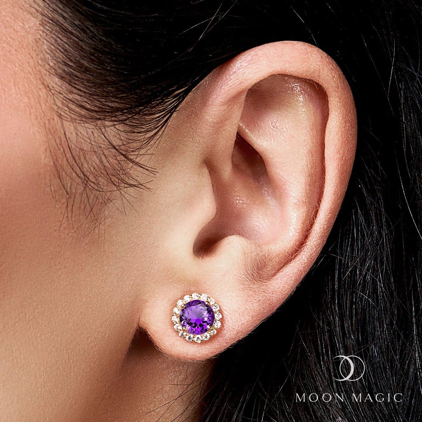 Amethyst Venus Studs - February Birthstone