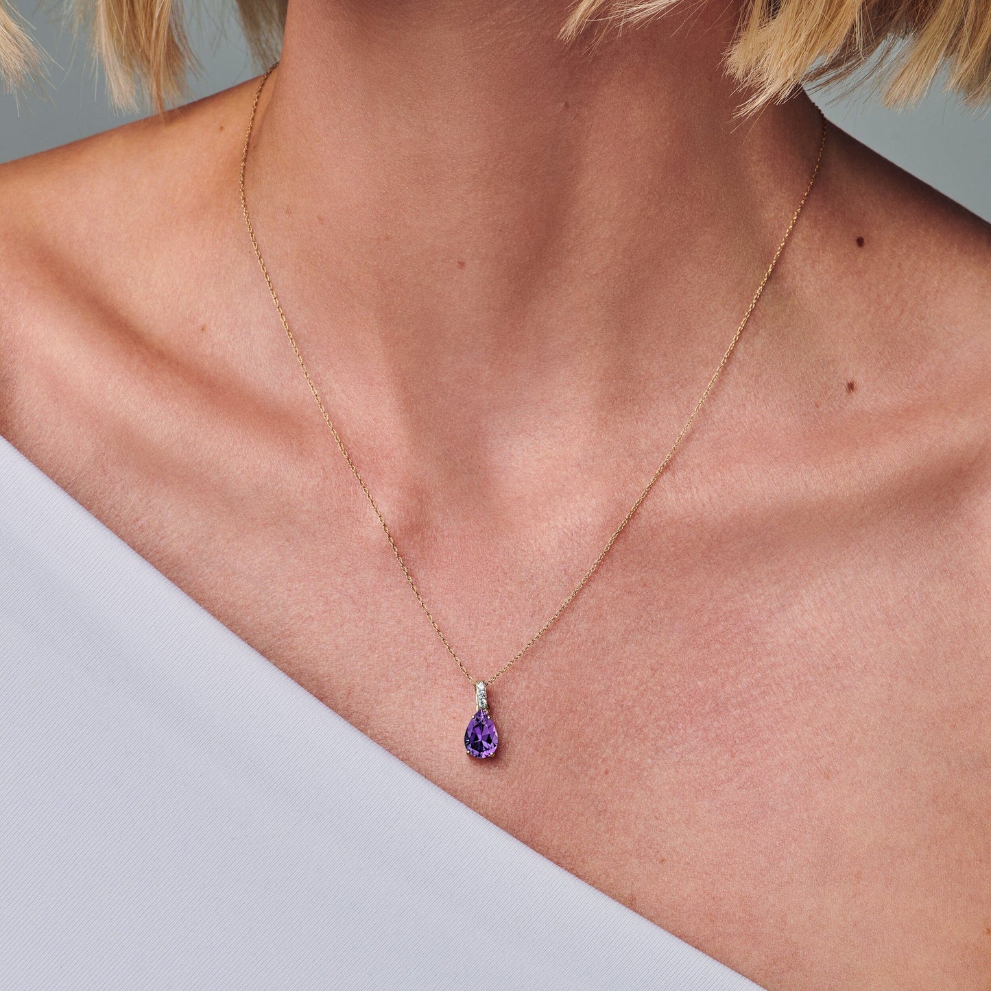 Amethyst Diamond Necklace Sway - February Birthstone