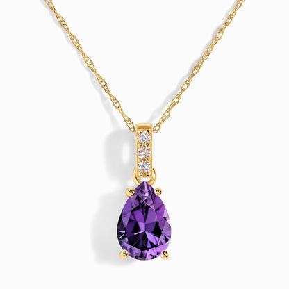 Amethyst Diamond Necklace Sway - February Birthstone