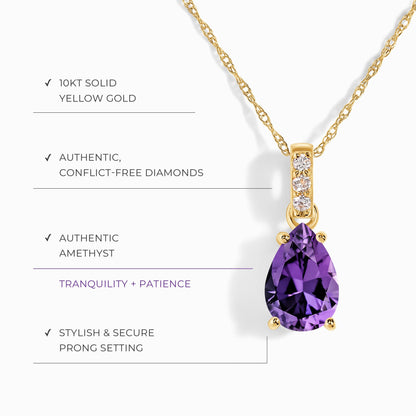 Amethyst Diamond Necklace Sway - February Birthstone