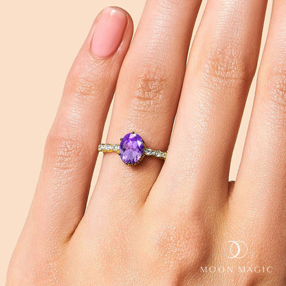 Amethyst Lab Diamond Ring - Mirth