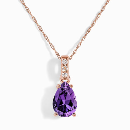 Amethyst Diamond Necklace Sway - February Birthstone