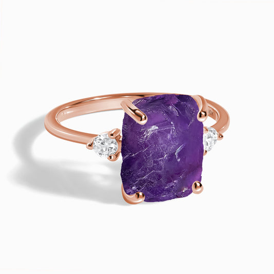 Amethyst Diamond Ring - Raw Allure