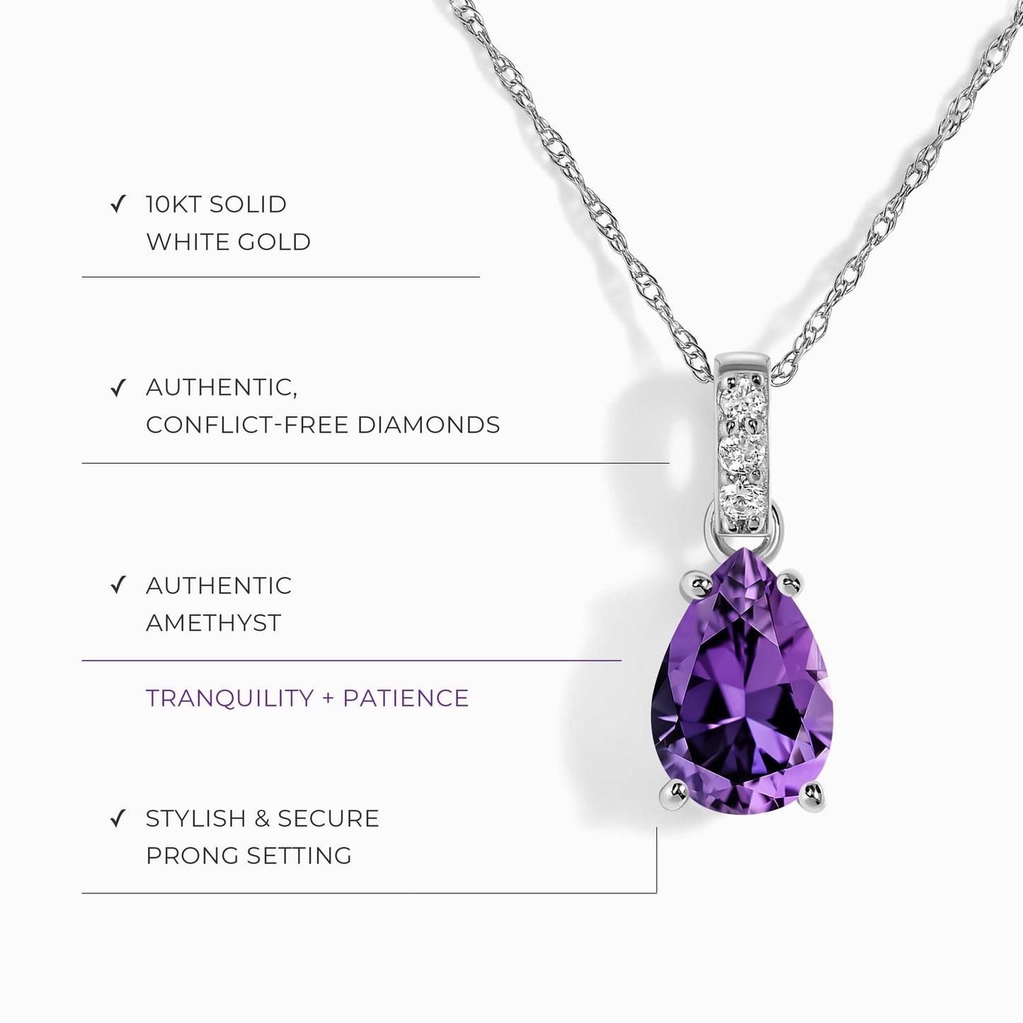 Amethyst Diamond Necklace Sway - February Birthstone