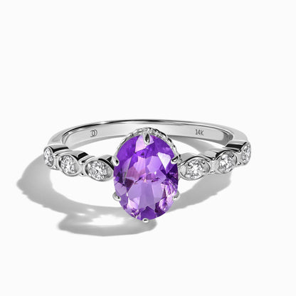 Amethyst Lab Diamond Ring - Mirth