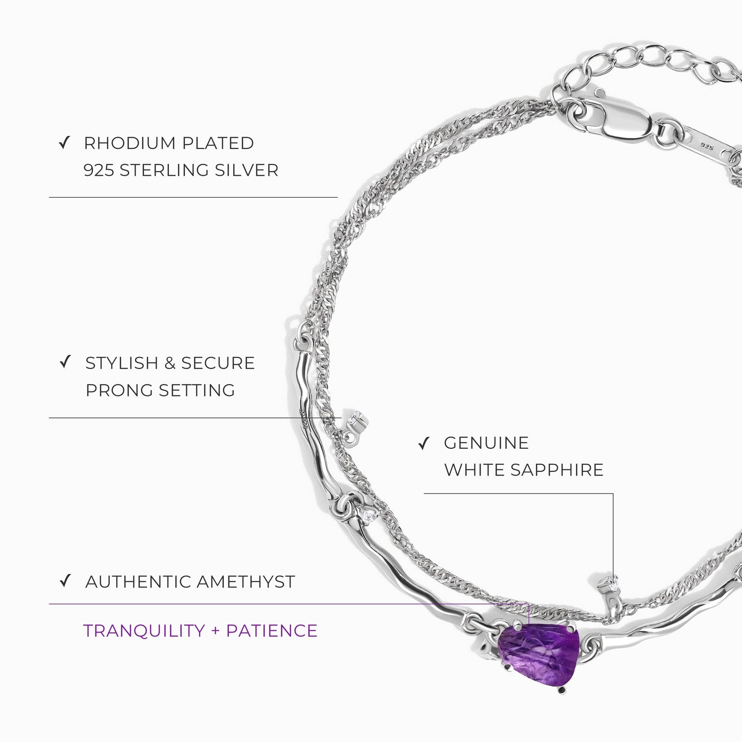 Raw Crystal Bracelet - Flow Amethyst