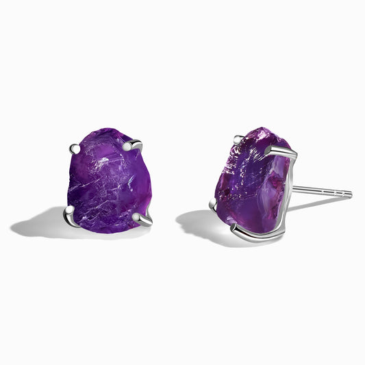 Raw Crystal Studs - Amethyst Studs