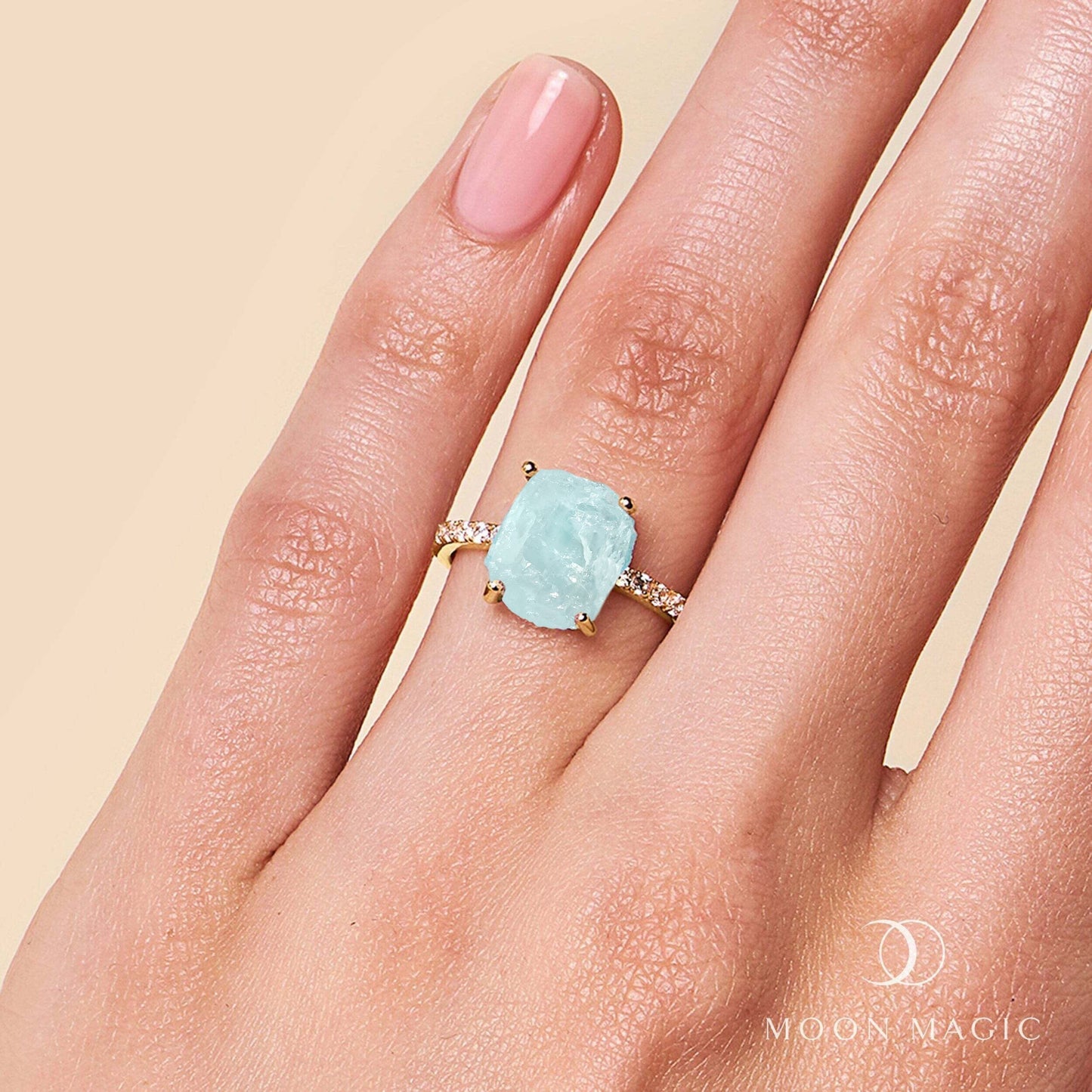 Raw Crystal Ring - Ritzy Aquamarine