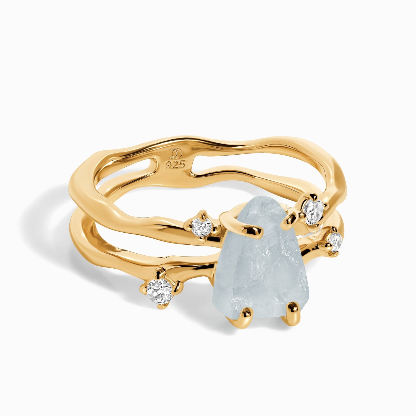 Raw Crystal Ring - Flow Aquamarine