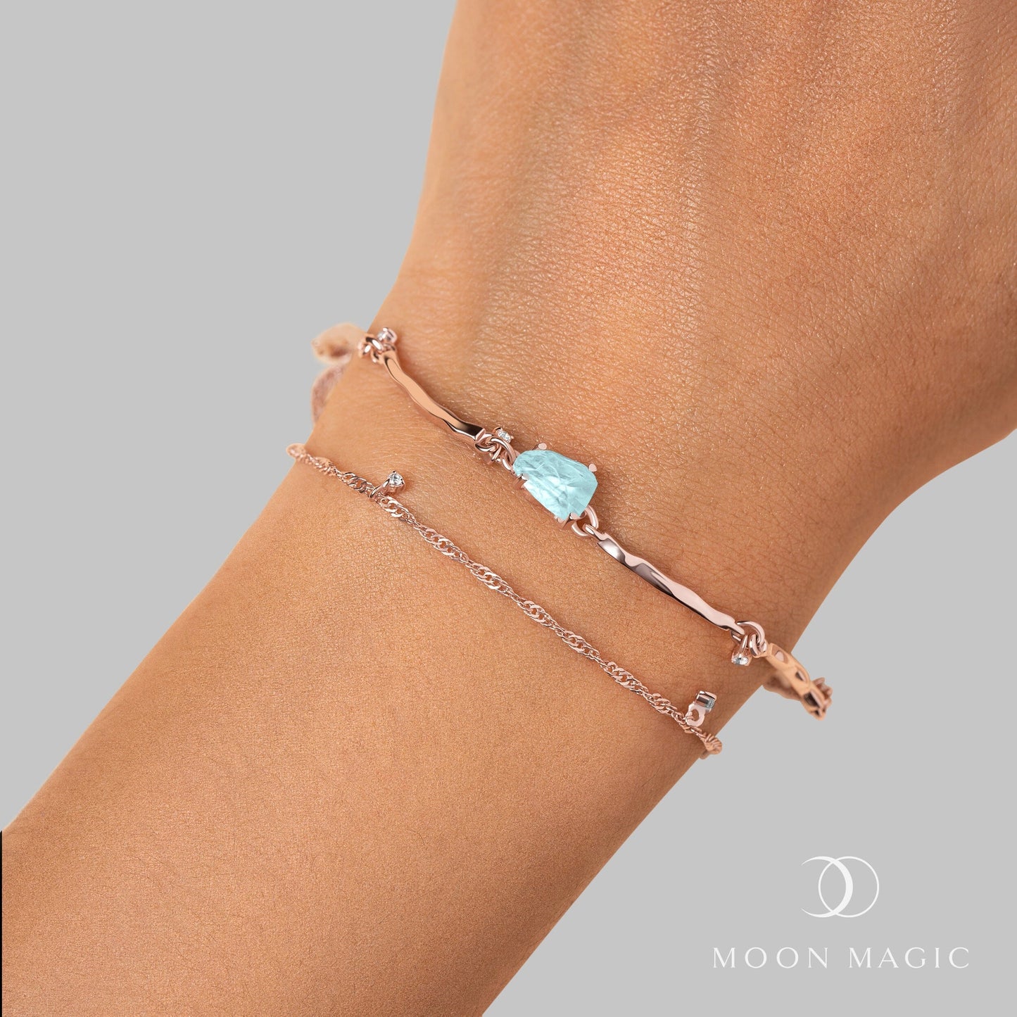 Raw Crystal Bracelet - Flow Aquamarine