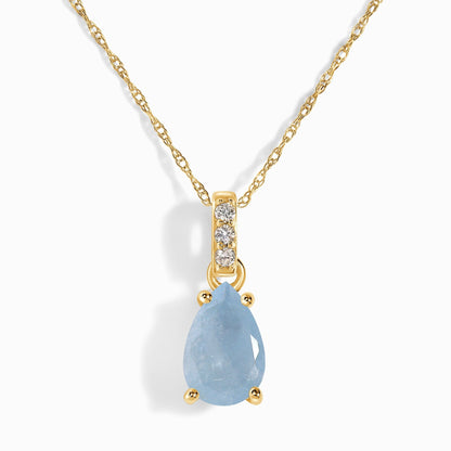 Aquamarine Lab Diamond Necklace Sway - March Birthstone