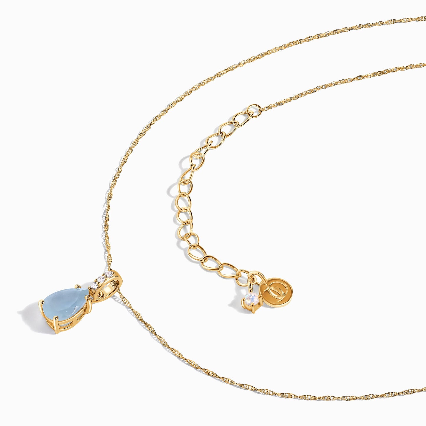 Aquamarine Lab Diamond Necklace Sway - March Birthstone