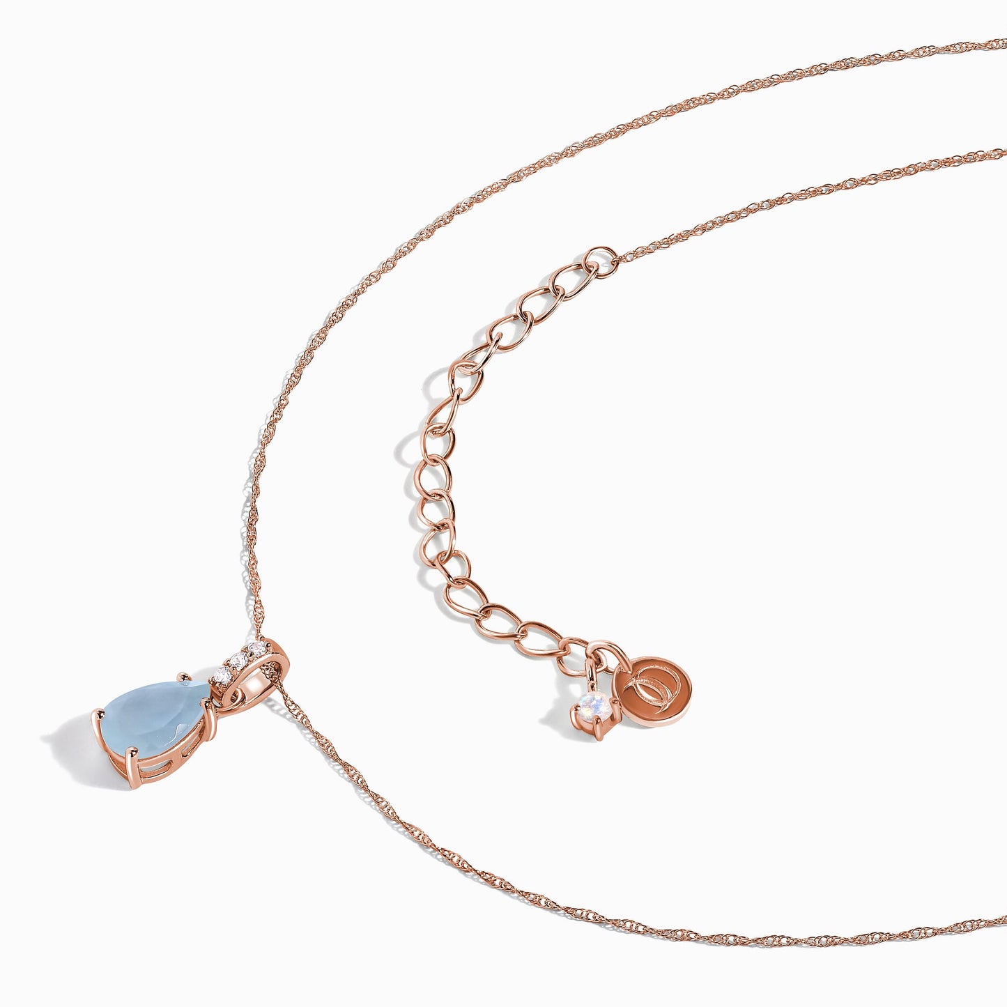 Aquamarine Lab Diamond Necklace Sway - March Birthstone