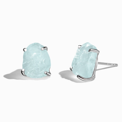 Raw Crystal Studs - Aquamarine Studs