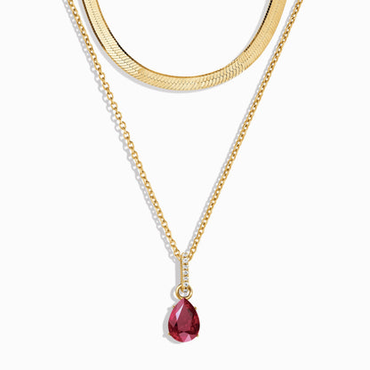 Ruby Birthstone Sway Necklace & Herringbone Chain