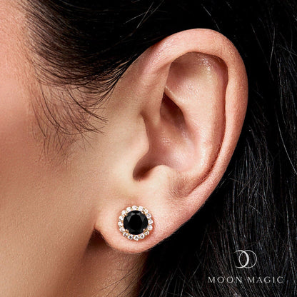 Black Onyx Venus Studs - December Birthstone