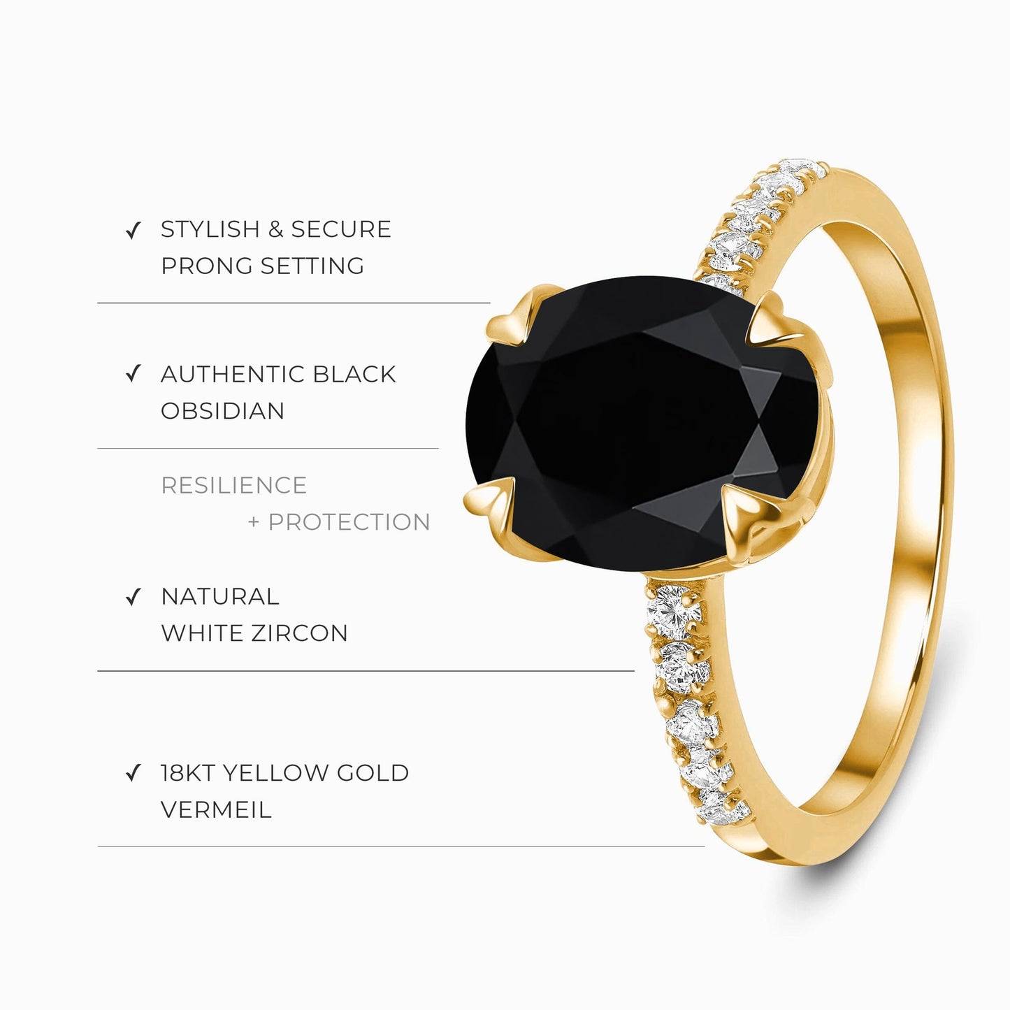 Black Obsidian Harlow Ring & Wreath Band & Archer Band