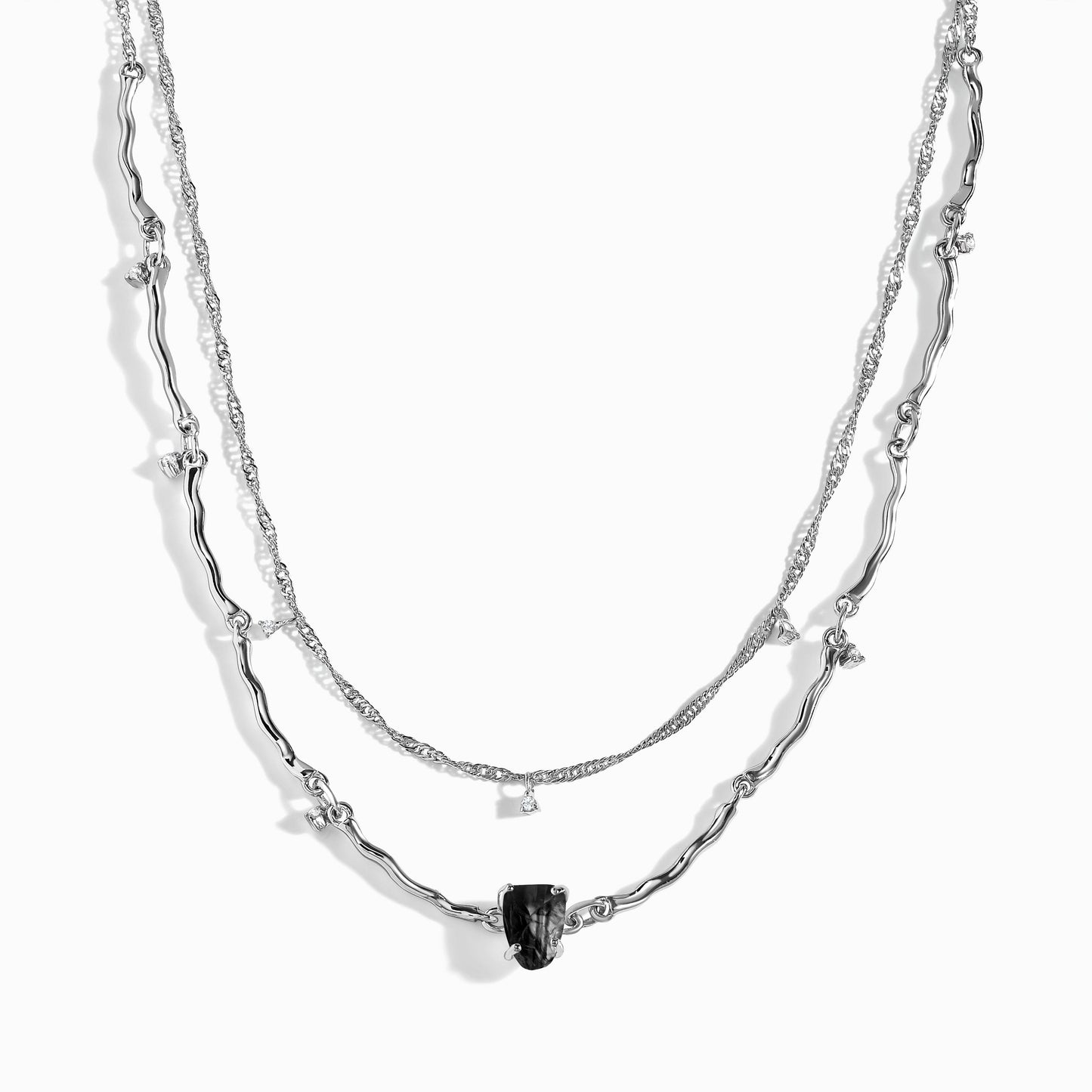 Raw Crystal Necklace - Flowing Black Obsidian