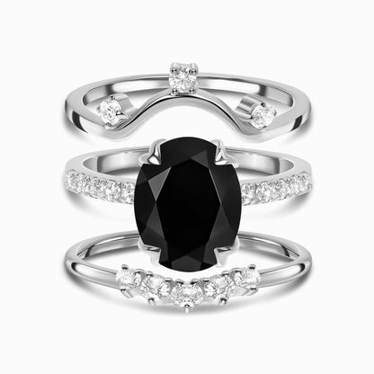 Black Obsidian Harlow Ring & Wreath Band & Archer Band