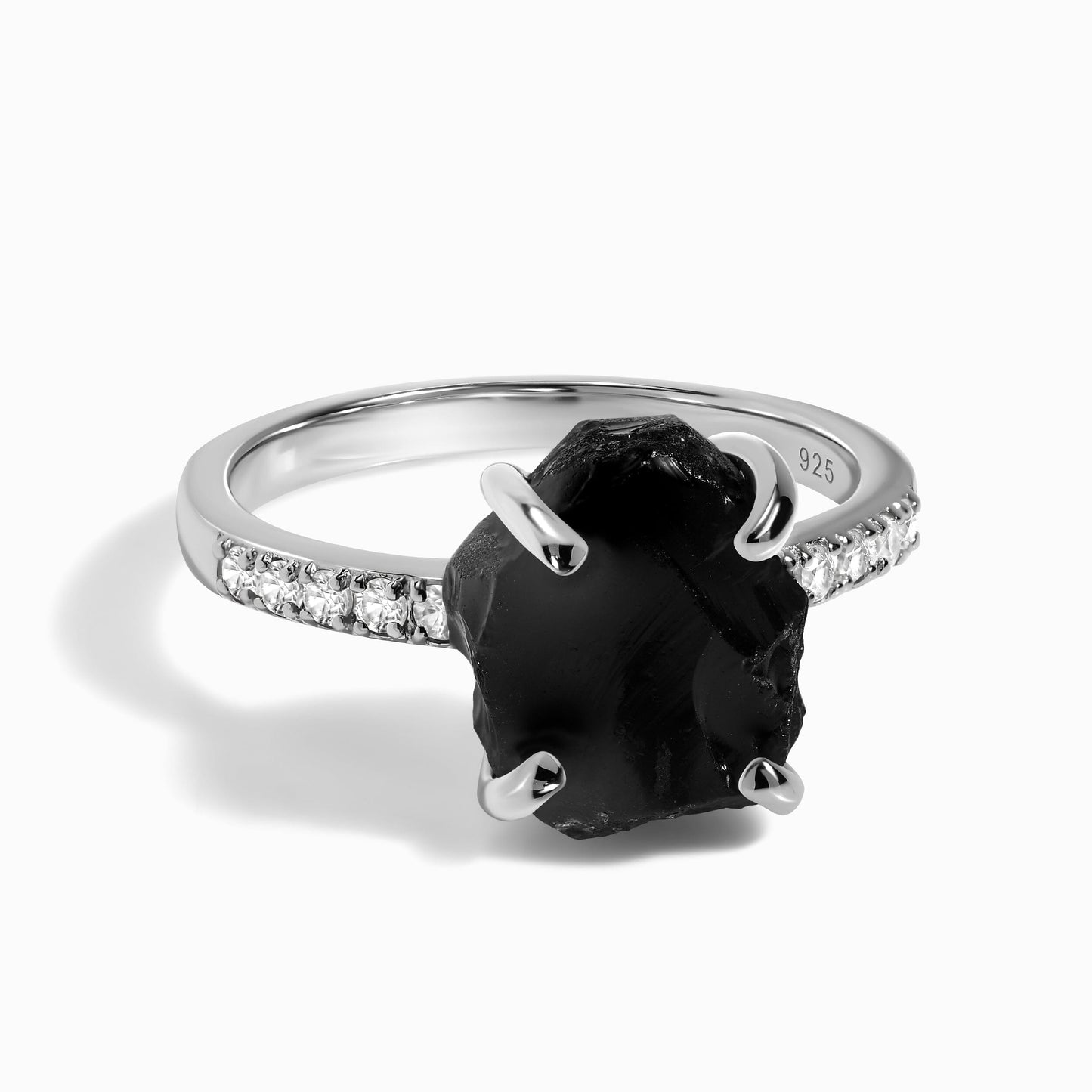 Raw Crystal Ring - Ritzy Black Obsidian