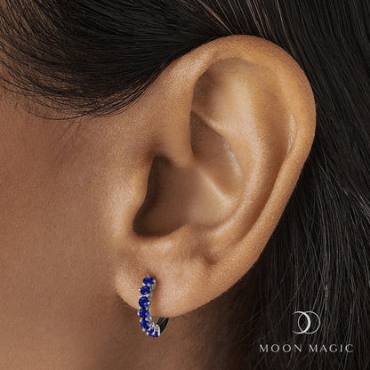 Blue Sapphire Earrings - Bonny Hoops