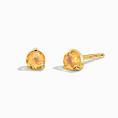 Citrine Solid Round Studs - November Birthstone